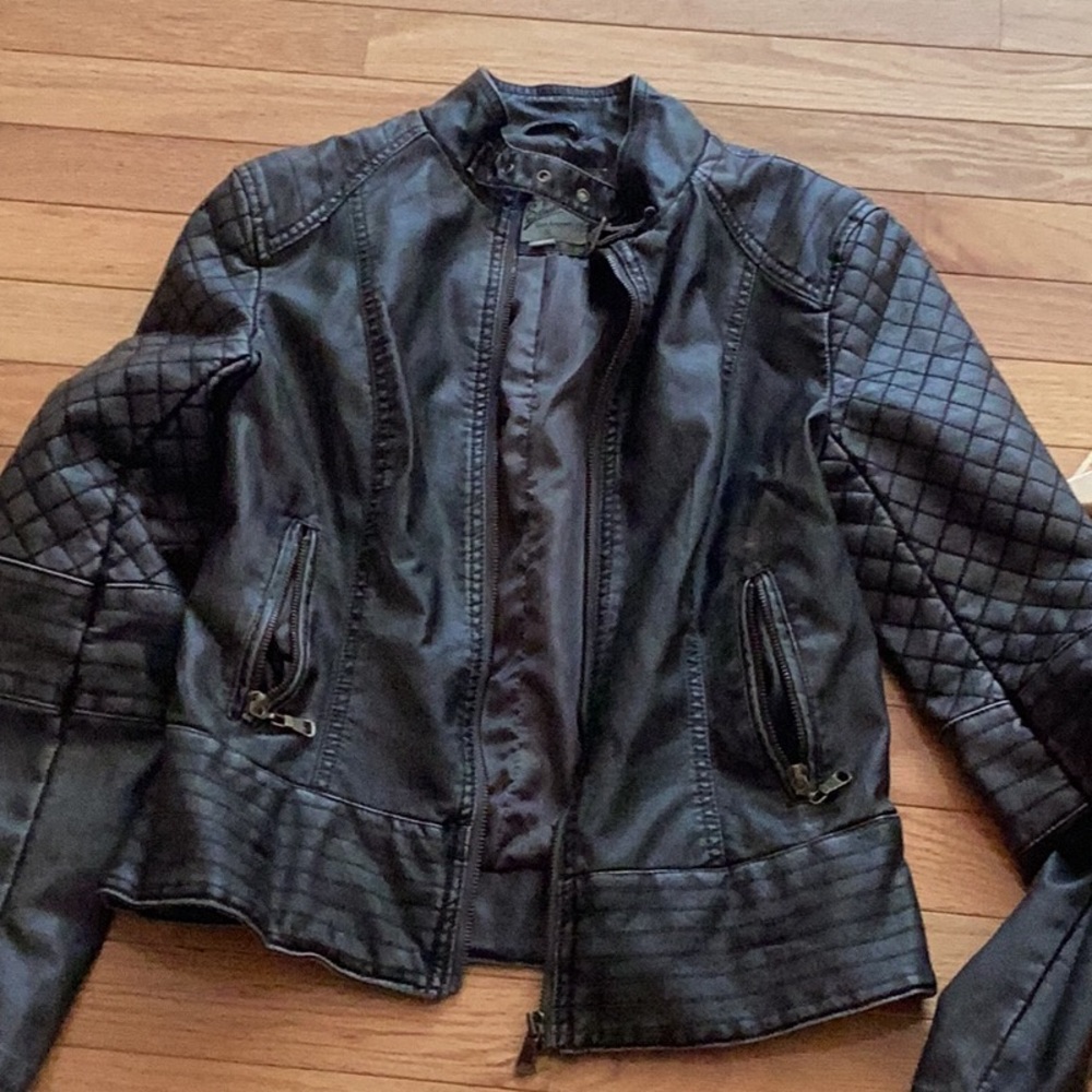 Faux moto leather jacket size xs.